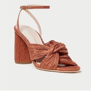 NIB Loeffler Randall Reed Pleated Twist Heel in Terracotta Sandals Size 6